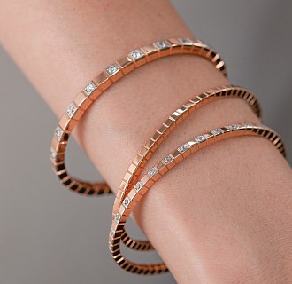 Жесткий золотой браслет "Кубики" б05613 №15