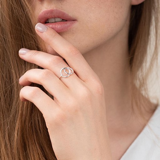 Серебряное кольцо "Пересечение колец" 112522 3