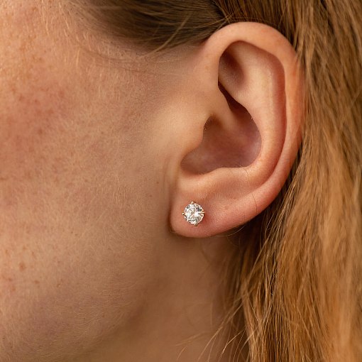 Серьги - пусеты с фианитами (желтое золото) с08347 2