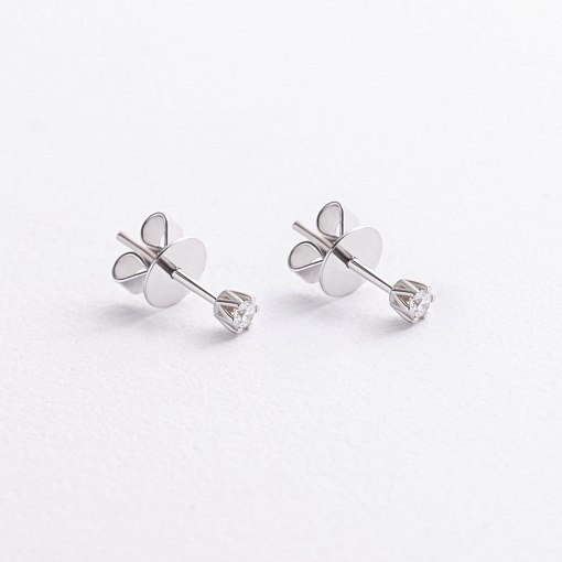 Золотые серьги - пусеты с бриллиантами сб0646di 3