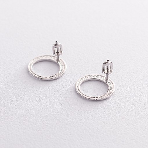 Серьги - пусеты "Орбита" в белом золоте с07347 4