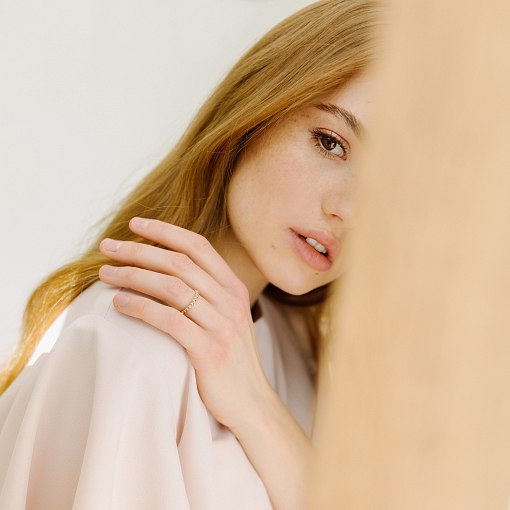 Кольцо "Шарики" в красном золоте к06601 2