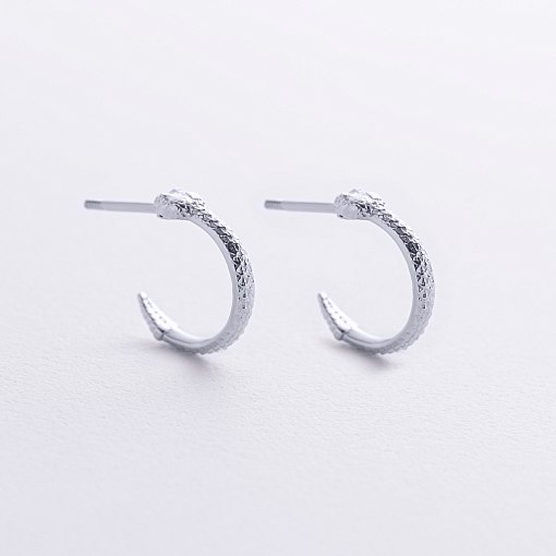 Серьги - пусеты "Гремучие змеи" в белом золоте с09077 3