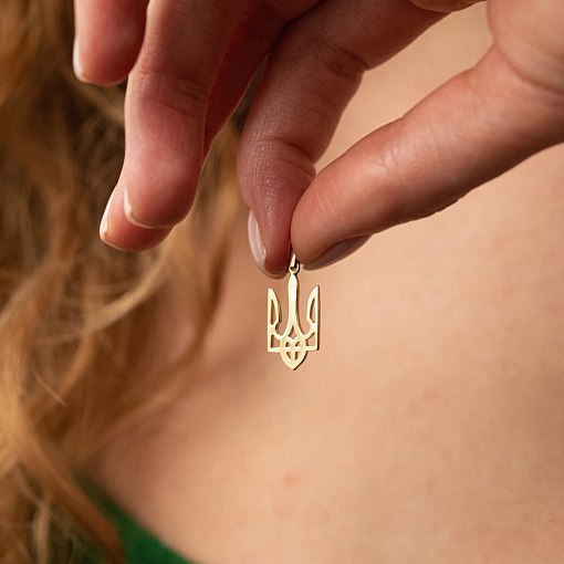 Кулон "Герб Украины - Тризуб" в желтом золоте п03744 2