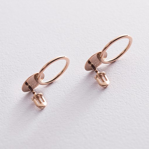 Серьги-пусеты "Монетки" в красном золоте с06683 4