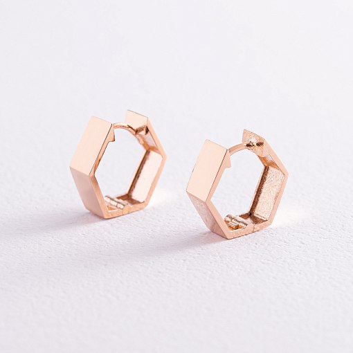 Серьги "Шестиугольники" в красном золоте с07995
