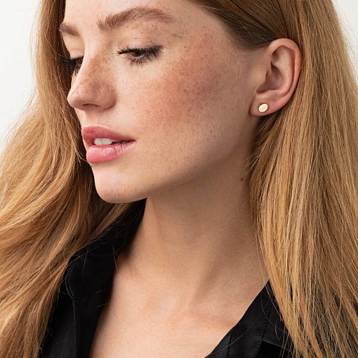 Серьги - пусеты Овальные в желтом золоте с06224 6