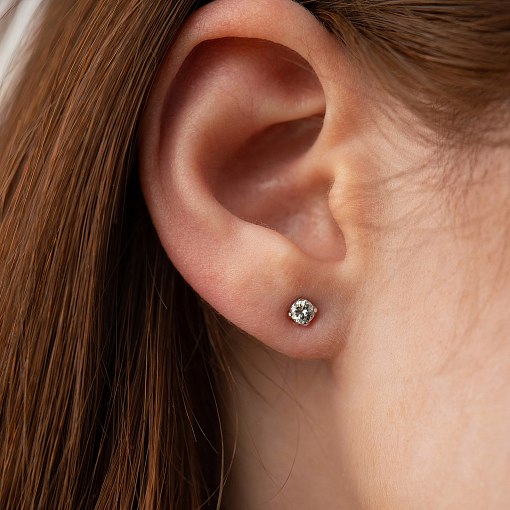 Моносерьга с фианитом (белое золото) с09143 5