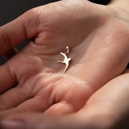 Кулон Ласточка в красном золоте п03291 6