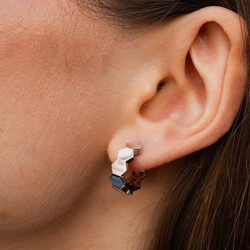 Серьги - кольца "Miranda" в белом золоте с09333 4