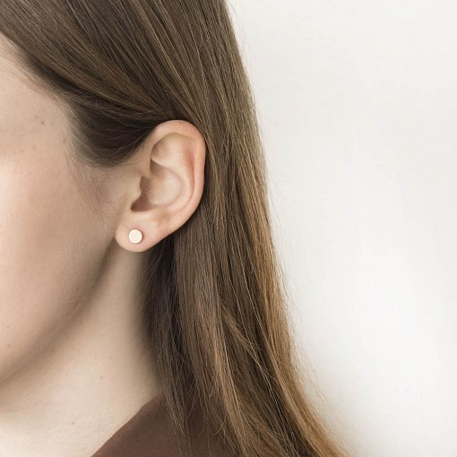 Серьги - пусеты в красном золоте Круг (плоские) с05928 4