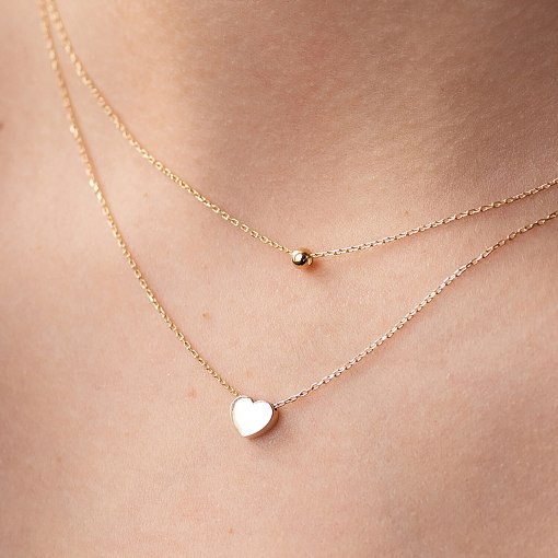 Двойное золотое колье "Шар и сердечко" кол02280 2