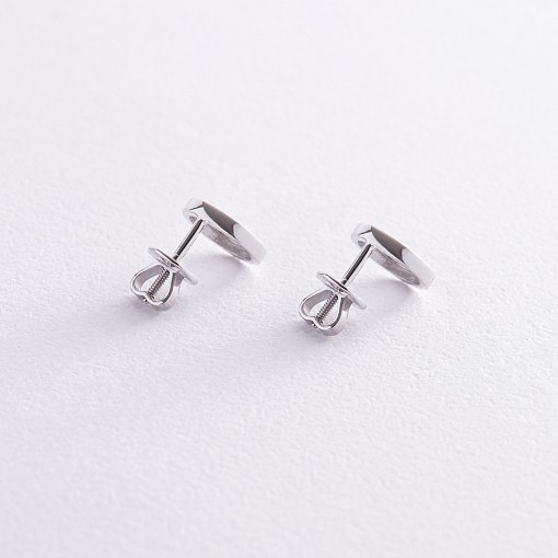 Серьги - пусеты "Круговорот" в белом золоте с08305 5