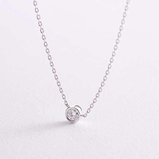 Кольє в білому золоті з діамантом 719071121