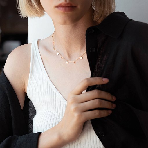 Колье "Монетки" в желтом золоте (фианиты) кол02233 4