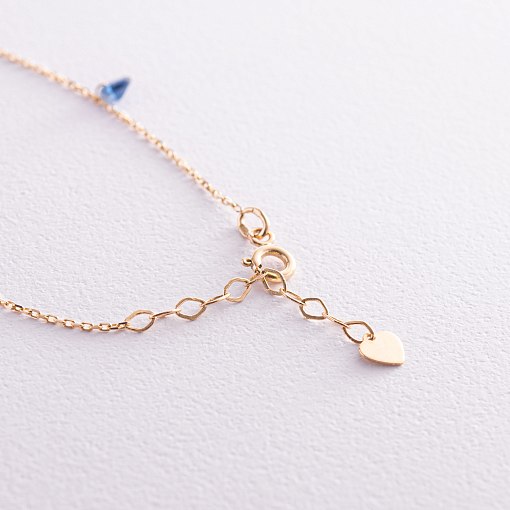 Золотой браслет "Украинка" (синие и желтые фианиты) б05116 5