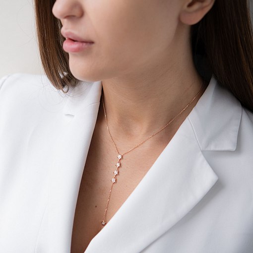 Золотое колье "Звездочки" с фианитами кол01496 2