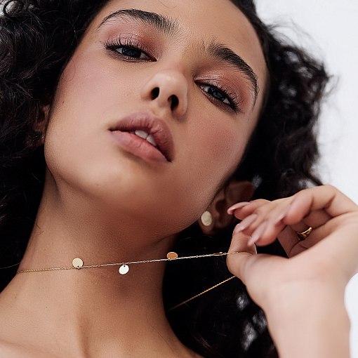 Серьги-пусеты "Кружочки" из желтого золота с06491 9