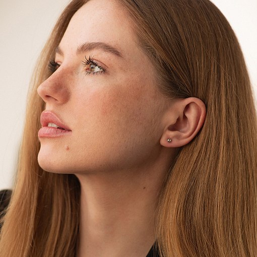 Золотая моносерьга "Шарик" с08791 2