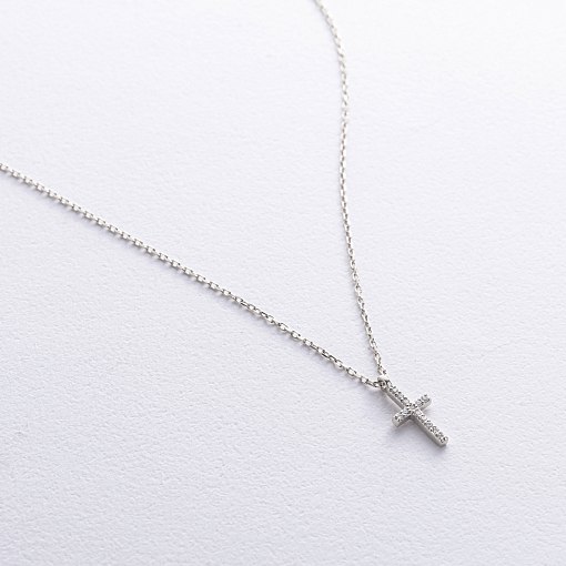 Колье "Крестик" в белом золоте (бриллианты) колб0134м 3