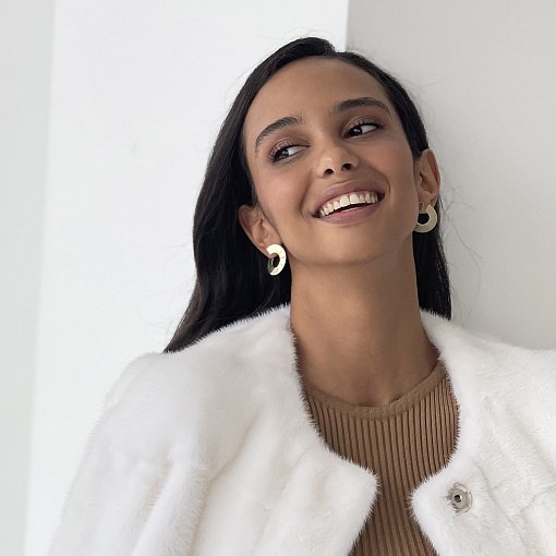 Серьги-пусеты Головокружение из желтого золота (блестящие) с06490 4