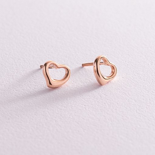 Золотые серьги - пусеты "Сердечки" с07542 5