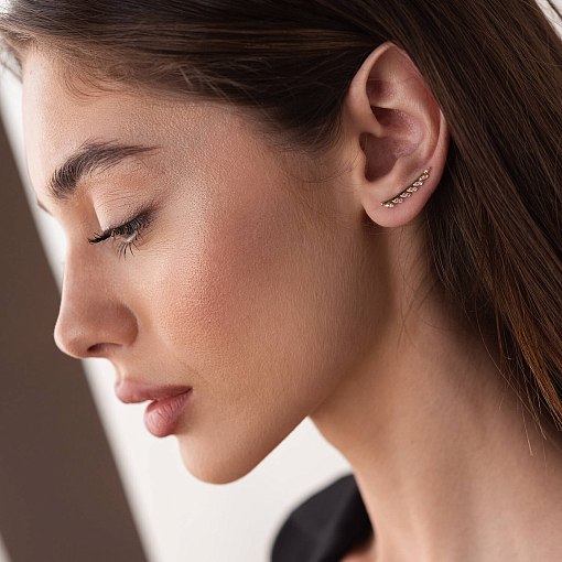 Серьги Листики в красном золоте с06265 2