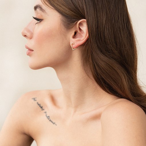 Серьги - пусеты "Сердечки" в желтом золоте с08133 4