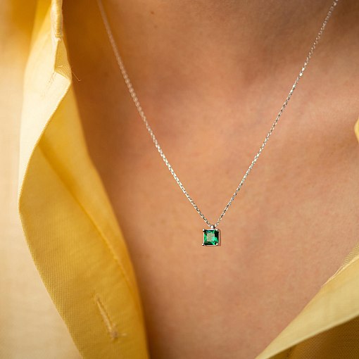 Золотое колье "Альма" (зеленый фианит) кол02370 6