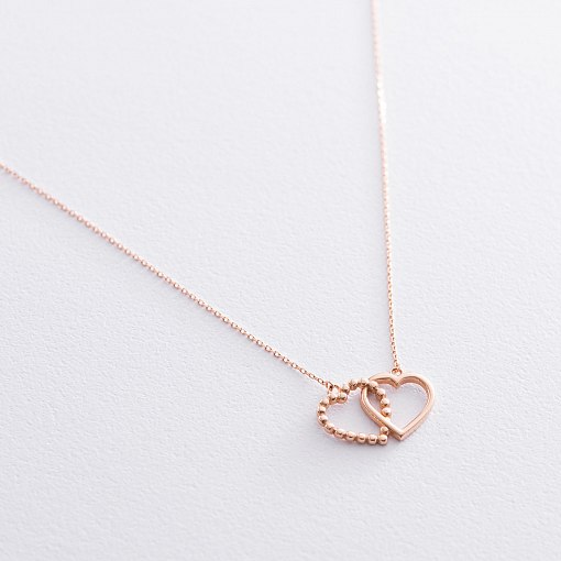 Золотое колье "Влюбленные сердца" кол01677
