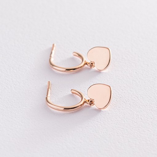 Золотые серьги - пусеты "Сердечки" с07332 5