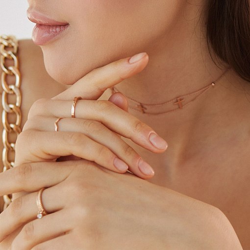 Каблучка з фіанітом в червоному золоті к06603 4