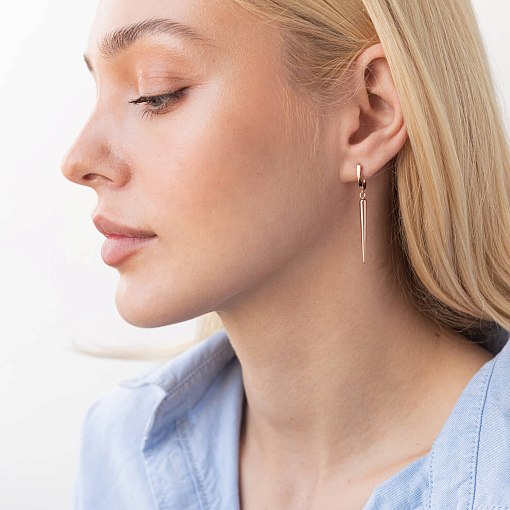 Серьги "Восторг" в красном золоте с07836 5