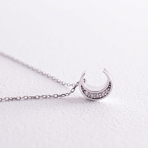 Колье "Луна" с фианитами (белое золото) кол02316 5