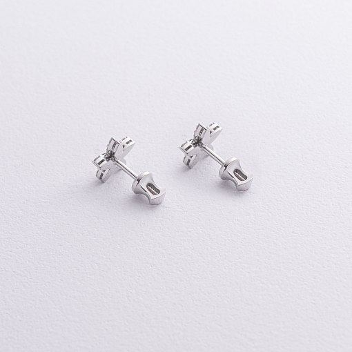 Серьги - пусеты "Цветочки" с бриллиантами (белое золото) 339651121 6