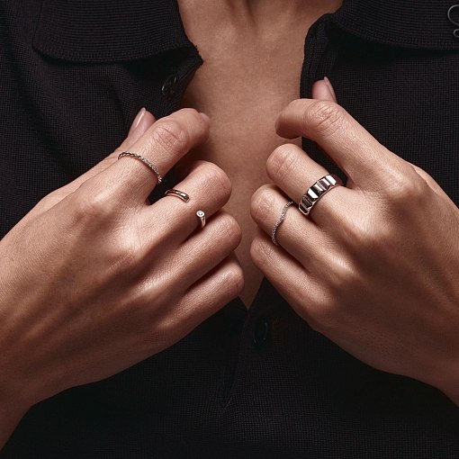 Кольцо "Мелоди" с фианитами (белое золото) к07548 4