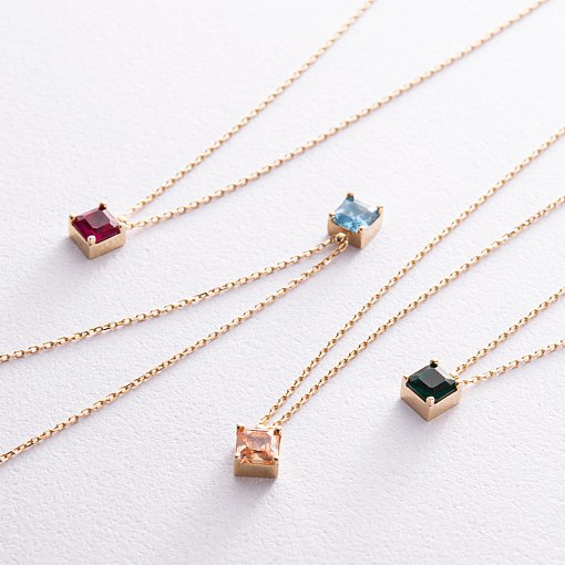 Золотое колье "Альма" (розовый фианит) кол02367 3