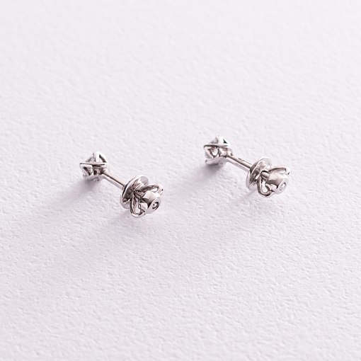 Золотые серьги - пусеты с фианитами с02891 3