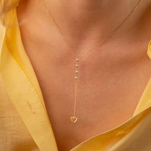 Колье из желтого золота с фианитами кол01784 5