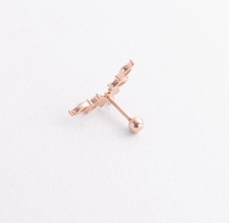 Одиночная золотая серьга в хрящ ушка (фианиты)  з40067ч №2