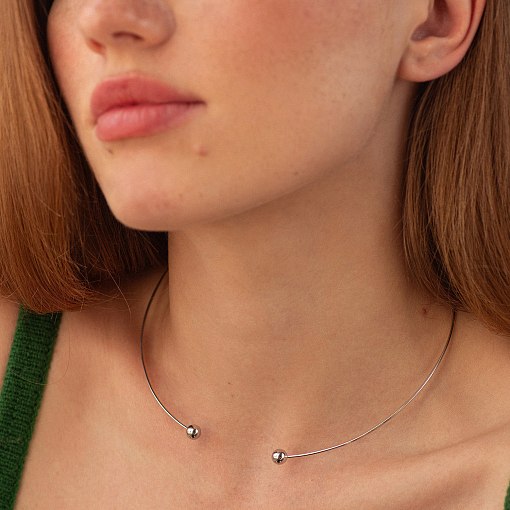 Колье - чокер "Miley" (белое золото) с шариками кол02551 4