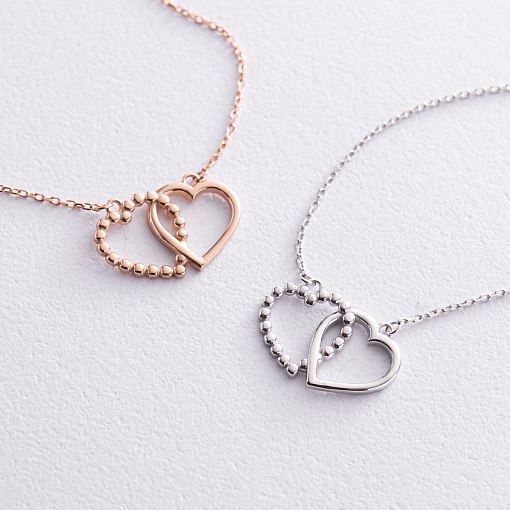 Золотое колье "Влюбленные сердца" кол01677 2