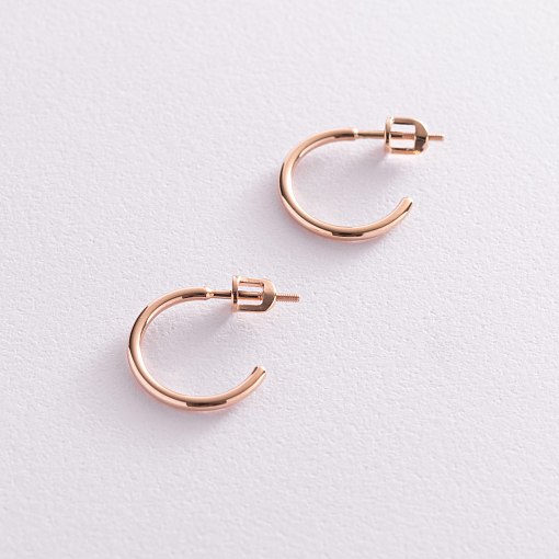 Серьги - пусеты "Келли" в красном золоте с07748 5