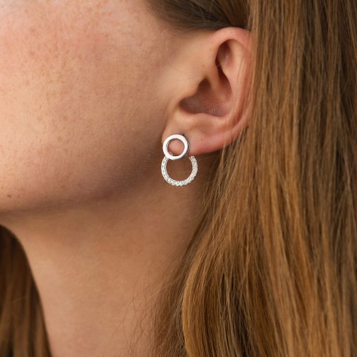 Серьги - джекеты "Sophia" в белом золоте (фианиты) с09094 3