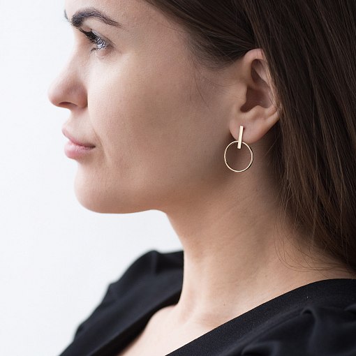 Серьги - пусеты "Уверенность" в желтом золоте с06695 3