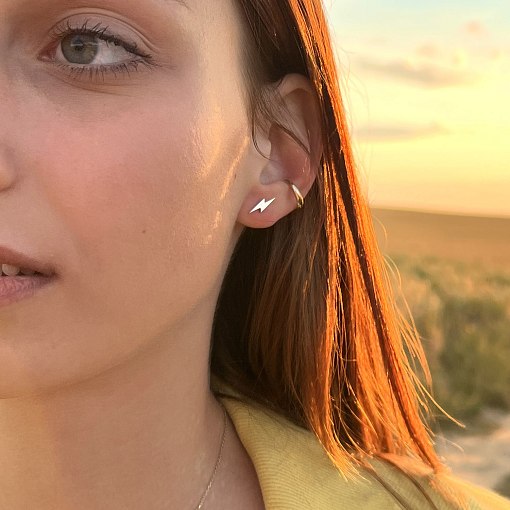 Серьги - пусеты "Молнии" в желтом золоте с07929 2