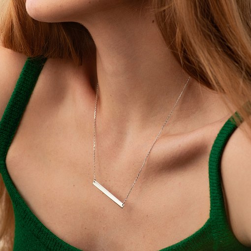 Колье с пластиной для гравировки (белое золото) кол02478 4