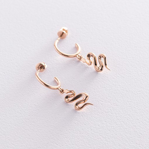 Золотые серьги - пусеты "Змеи" с07327 4