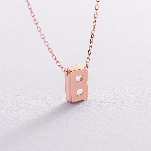 Колье с буквой "В" в красном золоте кол01256В 6