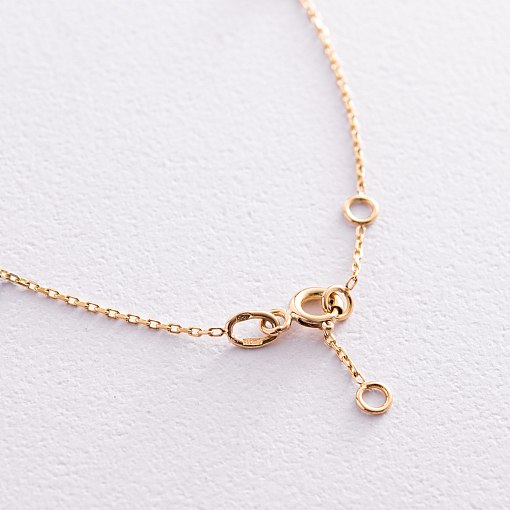 Золотой браслет "Украинка" на ногу (синие и желтые фианиты) б05118 4